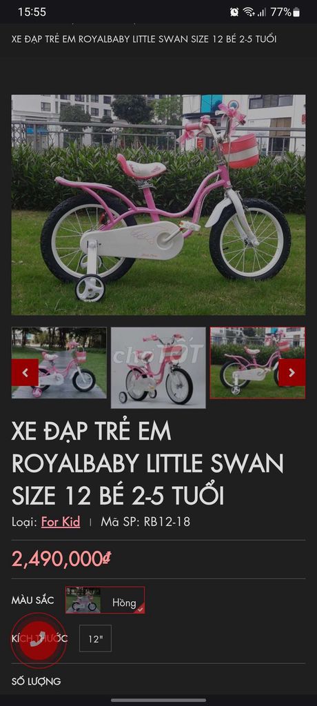 Xe Đạp Trẻ Em Roya Baby " Little Swan " Màu Hồng. Mua bán Xe đạp tại Huyện Nhà Bè Tp Hồ Chí Minh được đăng bởi Lê Hoàng hình 7
