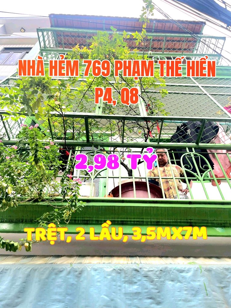 Nhà căn góc, H769 Phạm Thế Hiển, P4, Q8, 1trệt, 2lầu, N3,5m x Dài 7m