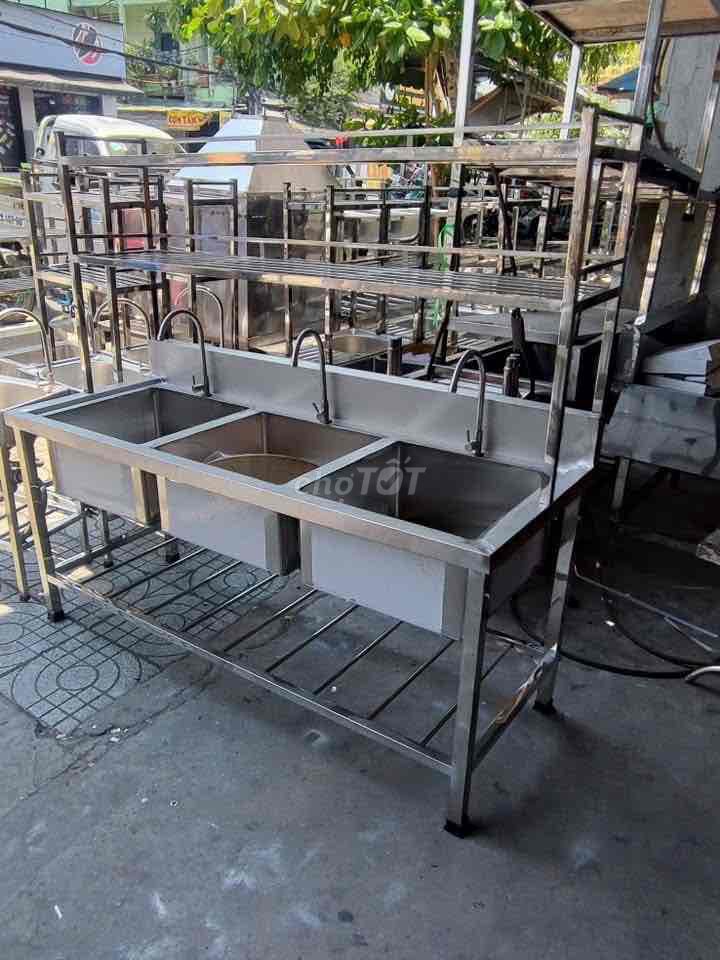 Bồn rửa công nghiệp Inox 3 hố. Mua bán Thiết bị vệ sinh, nhà tắm tại Quận Tân Bình Tp Hồ Chí Minh được đăng bởi Inoxgiare hình 1