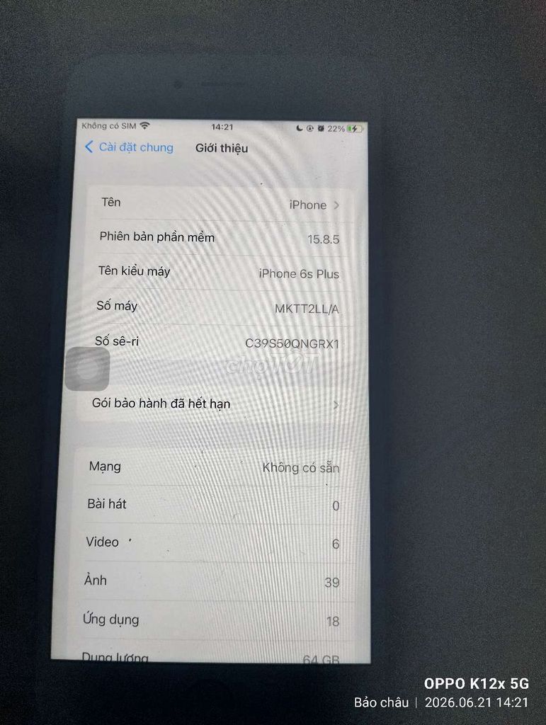 Apple iPhone 6s Plus 64GB iOS 15.8.5. Mua bán Điện thoại tại Quận 12 Tp Hồ Chí Minh được đăng bởi Chau Hothibao hình 1