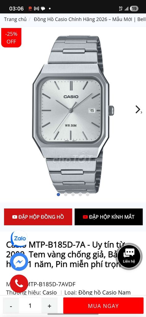 Casio MTP-B185D-7AVDF Nam Thép Bạc. Mua bán Đồng hồ tại Quận Thanh Xuân Hà Nội được đăng bởi Phạm Tiến Đạt hình 1