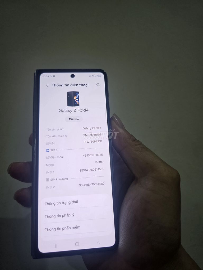  Galaxy Z Fold4 Đen màng ngoài sọc mờ nhẹ trong . Mua bán Điện thoại tại Quận Hải Châu Đà Nẵng được đăng bởi Minh hình 1