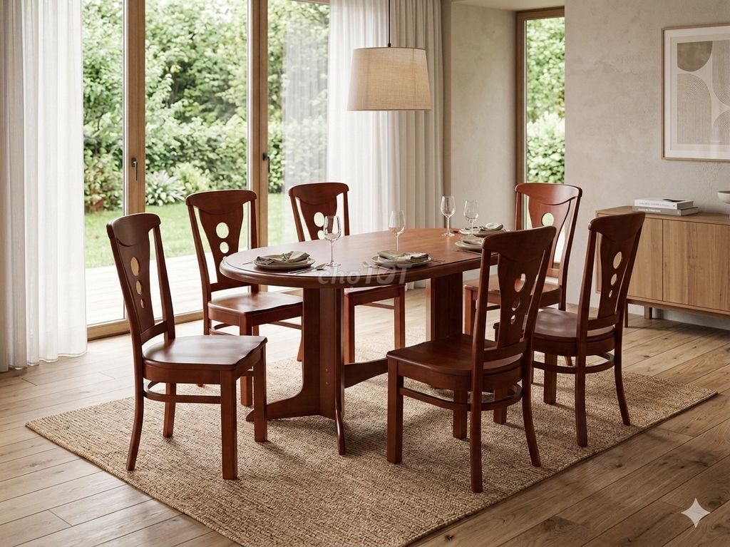 Bộ bàn ăn Oval Gỗ Cao su , 6 ghế (Xuất khẩu). Mua bán Bàn ghế tại Quận 12 Tp Hồ Chí Minh được đăng bởi Ha Pham hình 1