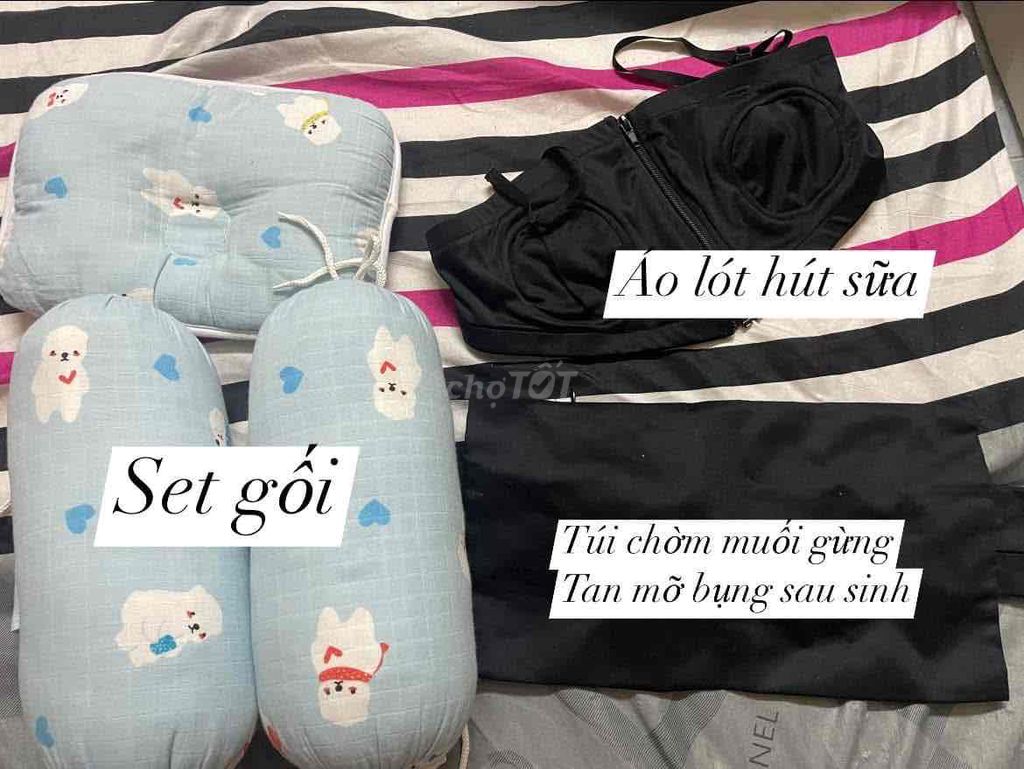 combo gối cho ss và áo lót, túi chườm cho mẹ