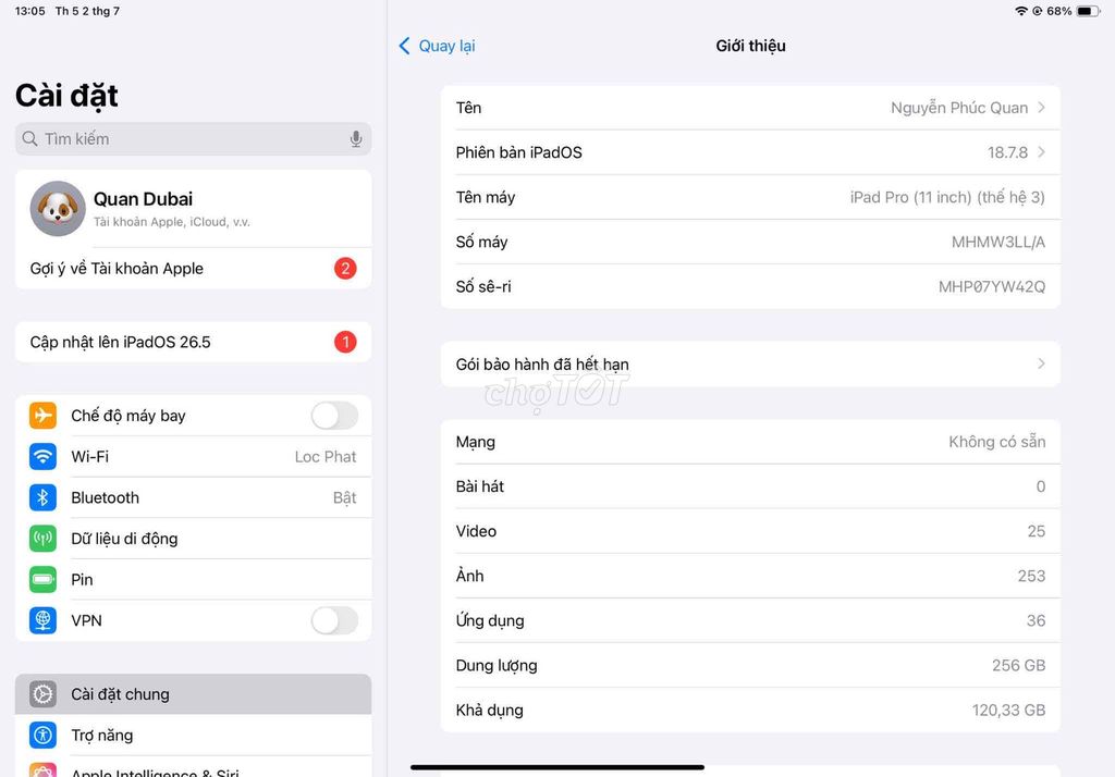 Apple iPad Pro M1 256GB 5G Bạc 80%. Mua bán Máy tính bảng tại Huyện Hóc Môn Tp Hồ Chí Minh được đăng bởi Quan hình 1