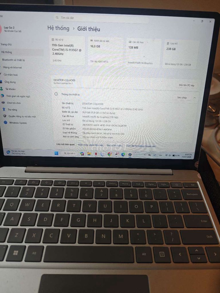 Microsoft Surface Laptop Go 2 i5 16GB/256GB. Mua bán Laptop tại Quận 3 Tp Hồ Chí Minh được đăng bởi Vy Đặng hình 1