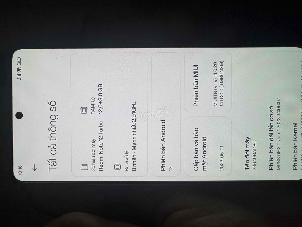 Xiaomi Redmi Note 12 Turbo 256GB Trắng. Mua bán Điện thoại tại Huyện Nhà Bè Tp Hồ Chí Minh được đăng bởi Long hình 1