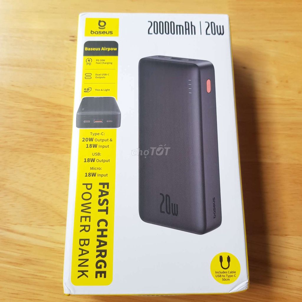 Sạc dự phòng Baseus Airpow 20000mAh 20W Mới 100%. Mua bán Phụ kiện (Màn hình, Chuột...) tại Thành phố Vĩnh Long Vĩnh Long được đăng bởi Minh Triết hình 1