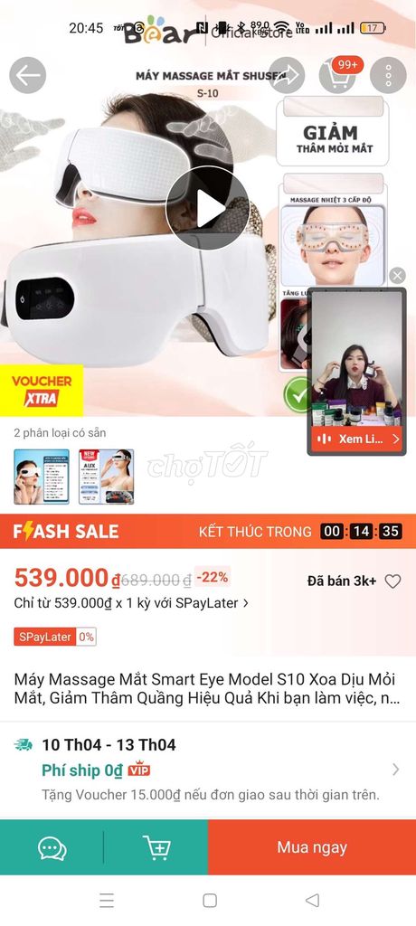 Máy massage mắt Smart Eye S10. Mua bán Nội thất, đồ gia dụng khác tại Thành phố Lào Cai Lào Cai được đăng bởi Bách Sơn hình 1