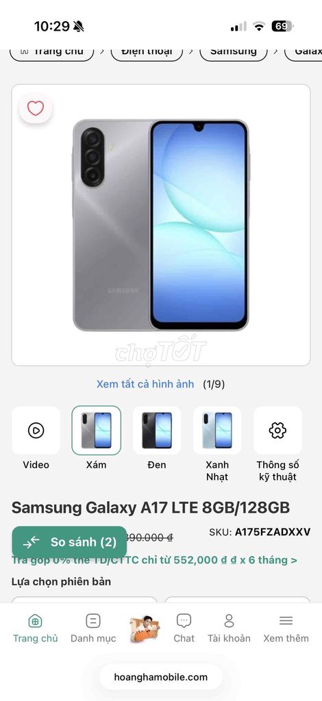 Samsung Galaxy A17 128GB Xám 8GB. Mua bán Điện thoại tại Quận Hai Bà Trưng Hà Nội được đăng bởi Hạnh hình 1