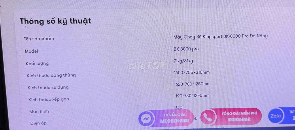 Máy chạy bộ Kingsport BK-8000 Pro. Mua bán Đồ thể thao, Dã ngoại tại Quận Liên Chiểu Đà Nẵng được đăng bởi Nguyen LeNga hình 1