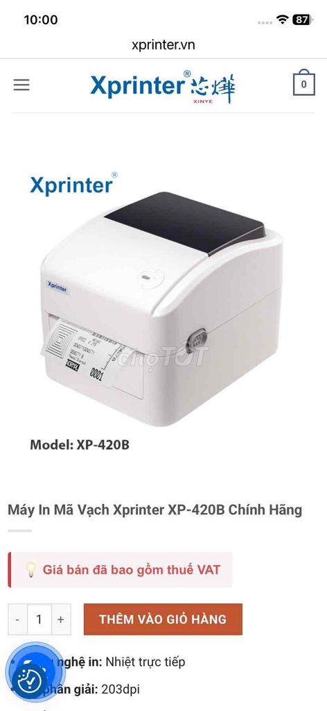 Máy in nhiệt Xprinter XP-420B Trắng Đã sử dụng. Mua bán Đồ dùng văn phòng tại Quận Đống Đa Hà Nội được đăng bởi Hạnh Nguyễn  hình 1
