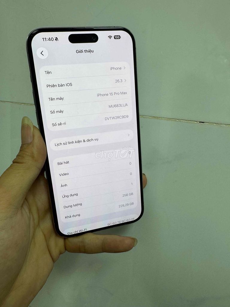 Apple iPhone 15 Pro Max 256GB Xám. Mua bán Điện thoại tại Thành phố Tân An Long An được đăng bởi lê văn thái hình 1