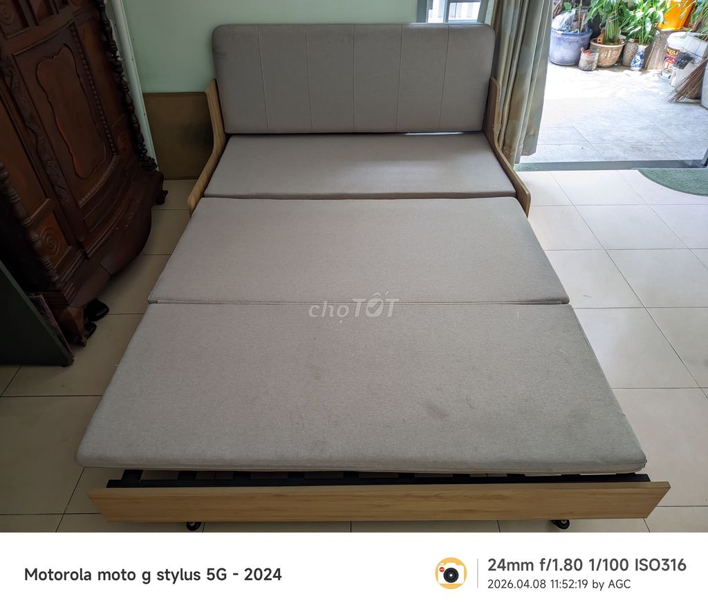 Sofa giường khung sắt, nệm bọc nỉ (2,0m x 1,5m). Mua bán Giường, chăn ga gối nệm tại Quận Phú Nhuận Tp Hồ Chí Minh được đăng bởi Tu Bui hình 1