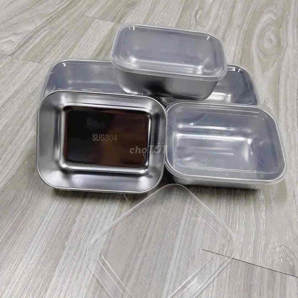 SET 5 HỘP INOX NHỎ KÈM NẮP NHỰA