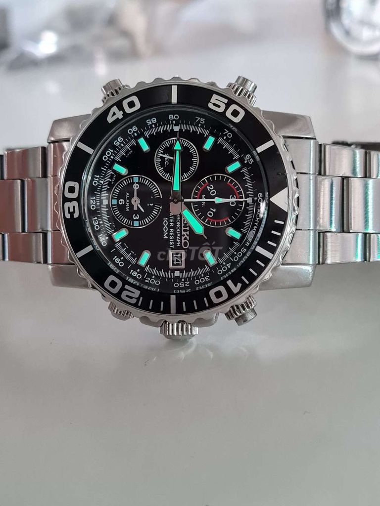 Seiko Pin Chronograph Báo Thức Full Thép