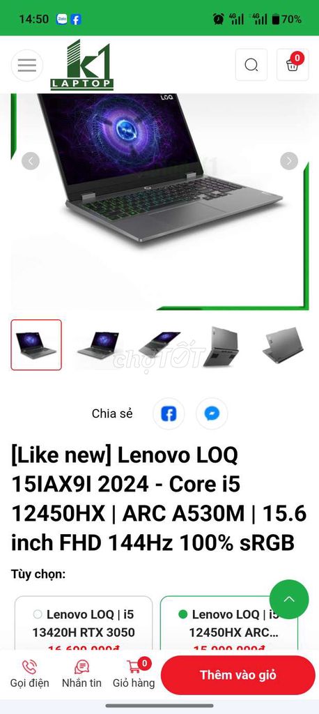 Lenovo LOQ 15IAX9I i5-12450HX 15.6 inch. Mua bán Laptop tại Huyện Trảng Bom Đồng Nai được đăng bởi mr ben hình 1