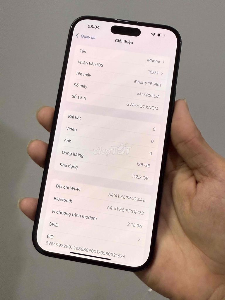 iphone 15 plus 128Gb đẹp keng zin ốc CBH hãng