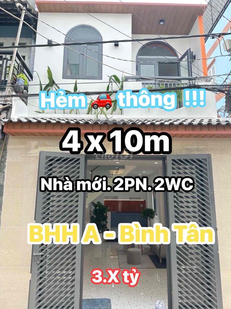 HẺM XH THÔNG - BHHA - 4x10- 2PN - NHÀ ĐẸP