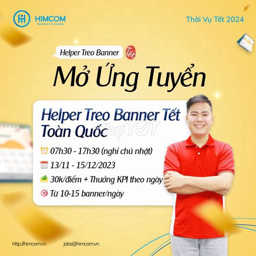 Cần 5 Bạn Hỗ Trợ Treo Banner Thời Vụ Tại Bến Tre