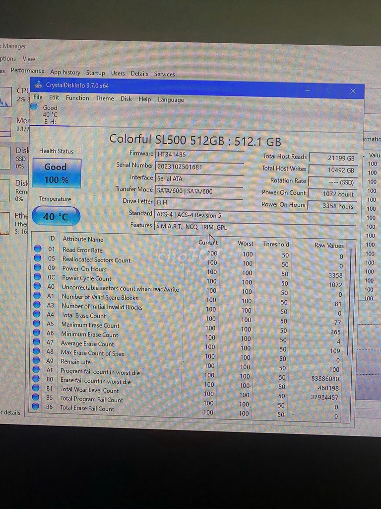 Ổ cứng SSD Colorful SL500 512GB Đã sử dụng. Mua bán Linh kiện (RAM, Card...) tại Thành phố Chí Linh Hải Dương được đăng bởi Quang Vinh hình 1