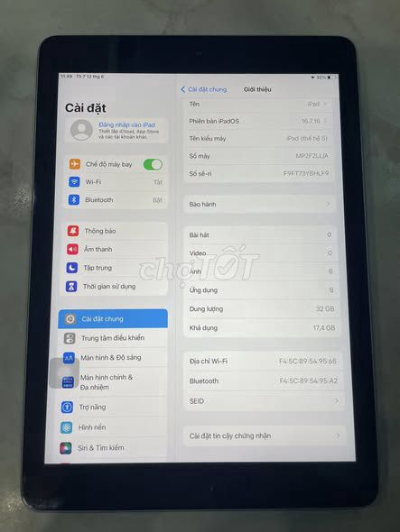 Apple iPad Gen 5 Wifi 32GB Xám. Mua bán Máy tính bảng tại Quận Ba Đình Hà Nội được đăng bởi Hội Đồ Điện Tử hình 1