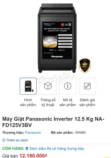 Máy giặt Panasonic 12.5kg mới 100%