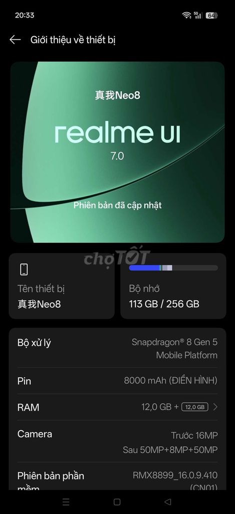 Realme Neo 8 256GB Xám Snapdragon 8 Gen 5. Mua bán Điện thoại tại Huyện Cam Lâm Khánh Hòa được đăng bởi Hiếu Phạm hình 1
