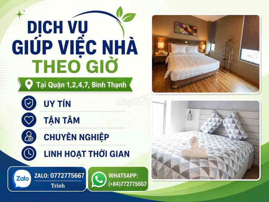 Giúp việc nhà theo giờ. Dịch vụ tại Quận 1 Tp Hồ Chí Minh được đăng bởi Trinh hình 1