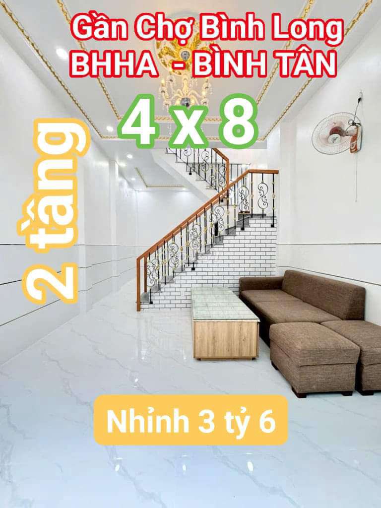 Nhà mới giá rẻ gần Chợ Bình Long, BHH A, Bình Tân, 2 tầng, hơn 3 tỷ 6