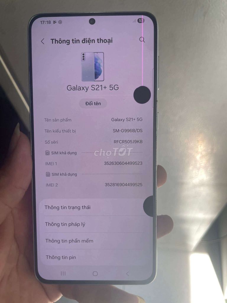 Samsung Galaxy S21+ 5G 128GB Tím. Mua bán Điện thoại tại Thành phố Pleiku Gia Lai được đăng bởi bobo hình 1