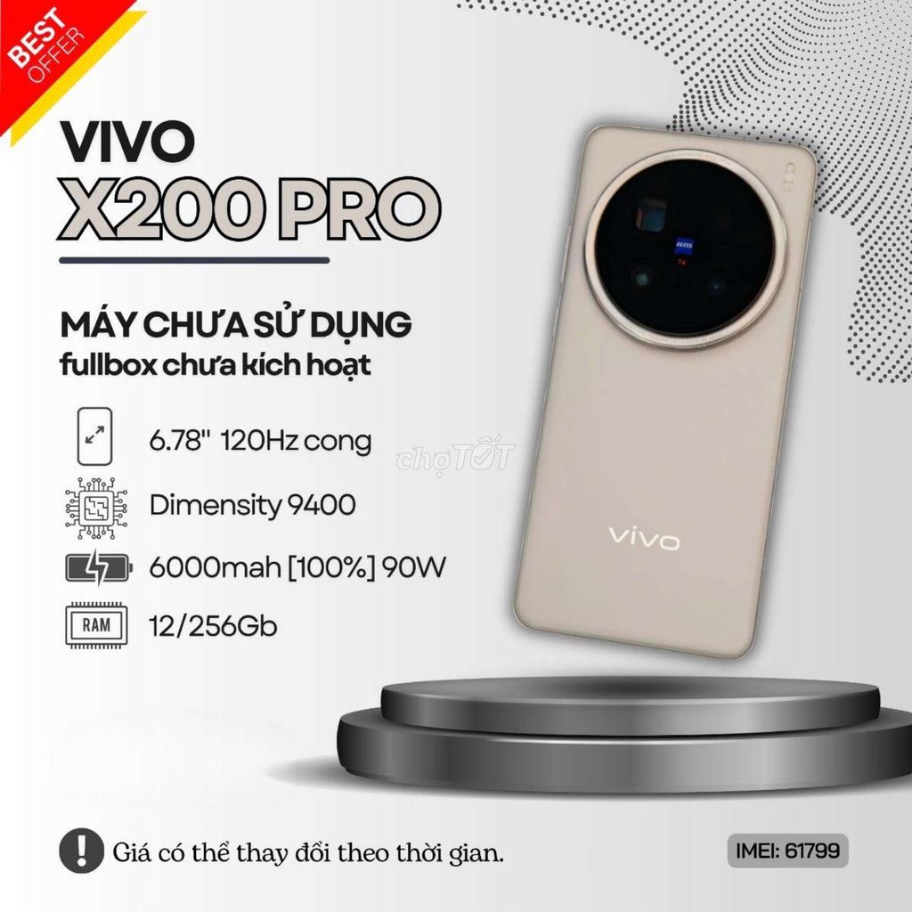 🔥VIVO X200 PRO MÀU TITAN CHƯA QUA SD FULLBOX