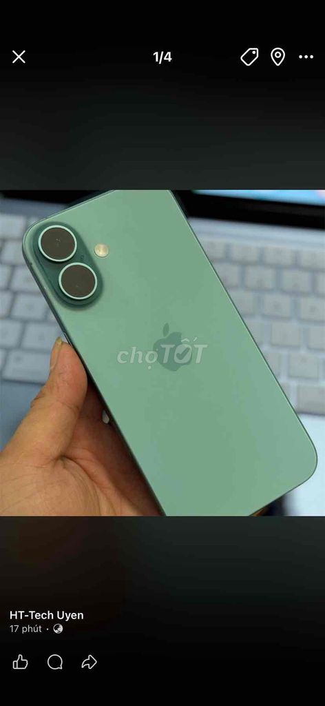Apple iPhone 16 128GB Xanh. Mua bán Điện thoại tại Thành phố Biên Hòa Đồng Nai được đăng bởi Uyên Phạm hình 1