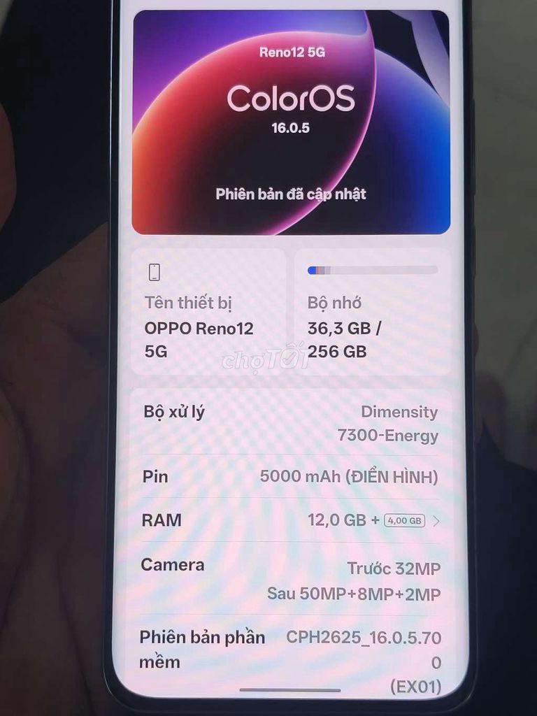 Oppo Reno 12 5G 12GB/256GB Bạc. Mua bán Điện thoại tại Quận 7 Tp Hồ Chí Minh được đăng bởi Nguyễn Tài hình 1