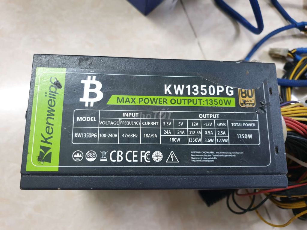 Nguồn Trâu 1350w kéo 10 cái VGA cày bitcoin ok