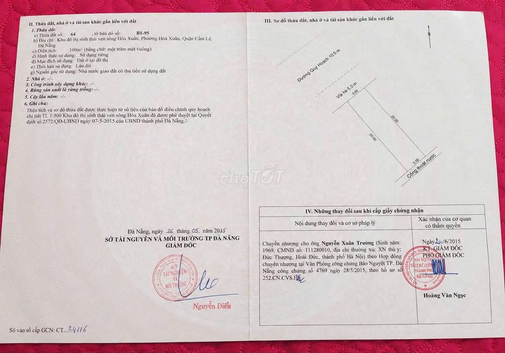 Bán đất đường 10,5m LÊ QUẢNG CHÍ - HÒA XUÂN - Hướng Tây Bắc, giá tốt 