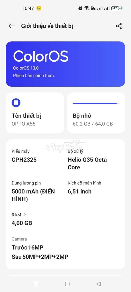 OPPO A55 4GB/64GB Like New. Mua bán Điện thoại tại Huyện Chợ Gạo Tiền Giang được đăng bởi Ngọc Thạnh hình 1