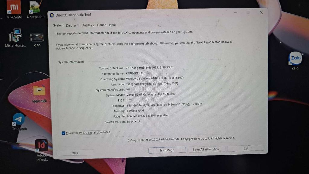 HP Victus 15 i5-12450H 8GB Đen. Mua bán Laptop tại Quận Hai Bà Trưng Hà Nội được đăng bởi bùi hữu liêm  hình 1