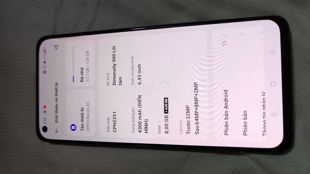 OPPO Reno6 5G 128GB đẹp. Mua bán Điện thoại tại Quận Tân Phú Tp Hồ Chí Minh được đăng bởi Done hình 1