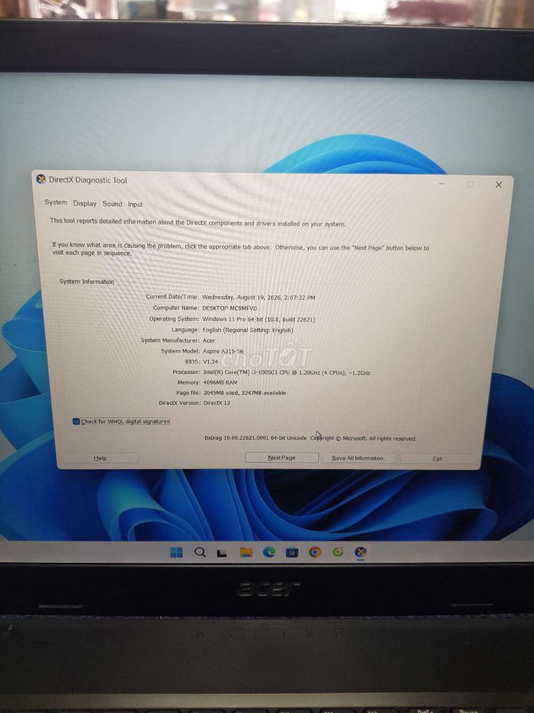 Acer Aspire A315-56 i3 1005G1 15 inch 4GB/128GB. Mua bán Laptop tại Quận Tân Phú Tp Hồ Chí Minh được đăng bởi Lơi hình 1