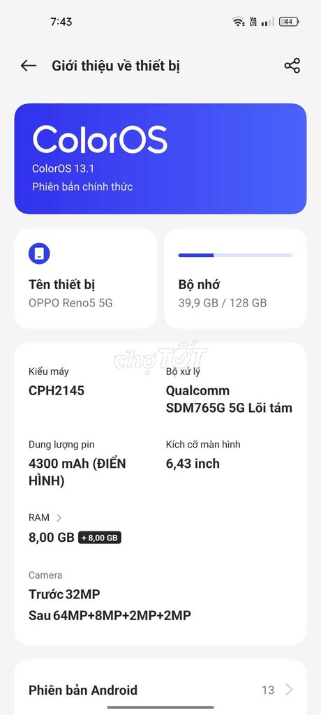 Cần bán gấp máy OPPO Reno5 5G. Mua bán Điện thoại tại Thị xã Bến Cát Bình Dương được đăng bởi Đổ Thành Tài hình 2