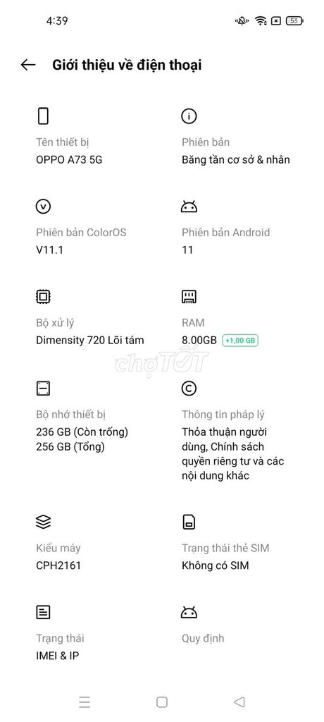 OPPO A73 5G 8GB/256GB. Mua bán Điện thoại tại Huyện Hóc Môn Tp Hồ Chí Minh được đăng bởi Hạ Nguyên hình 1