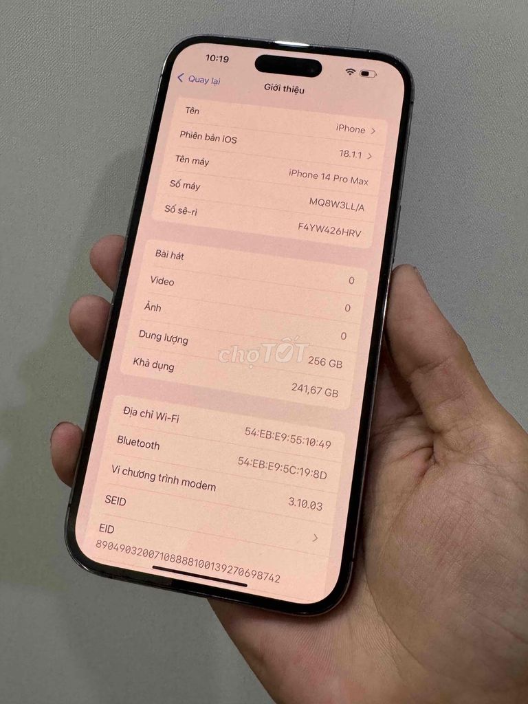iphone 14 pro max 256Gb zin ốc zin áp còn Bh hãng