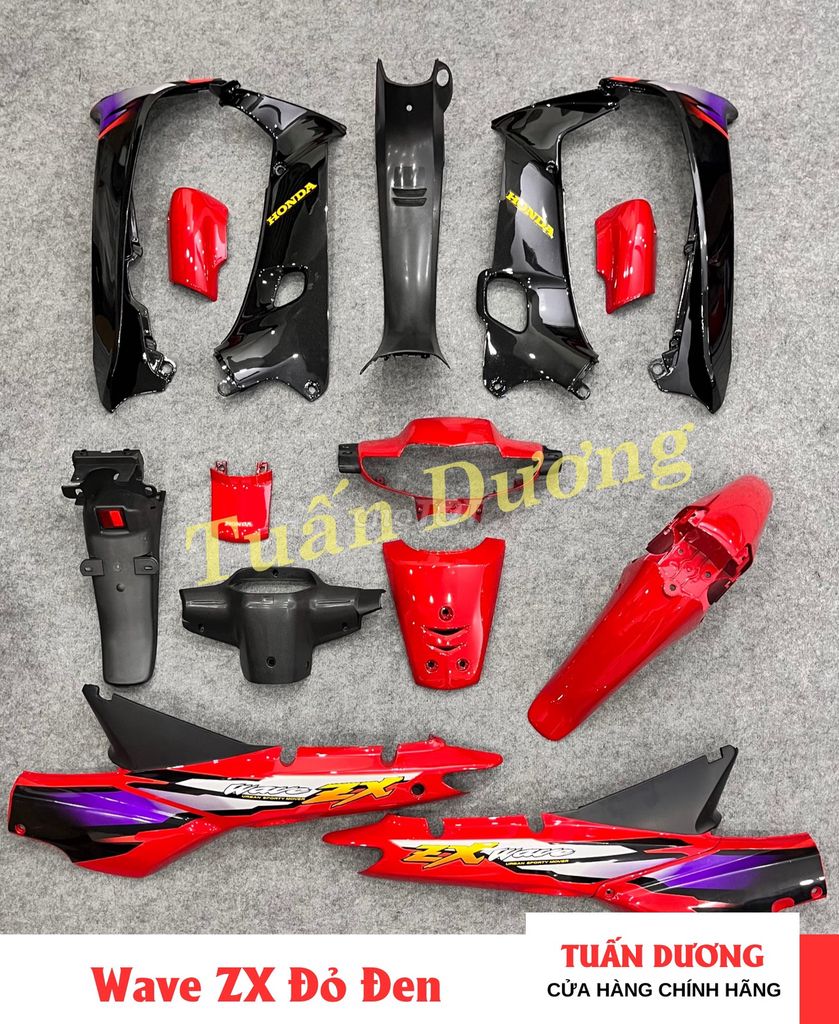 Dàn Áo Xe Wave ZX Đỏ Đen Đẹp Mê Ly Mới Kính Keng. Mua bán Phụ tùng xe tại Quận Hà Đông Hà Nội được đăng bởi Phụ Tùng Xe Tuấn Dương hình 1