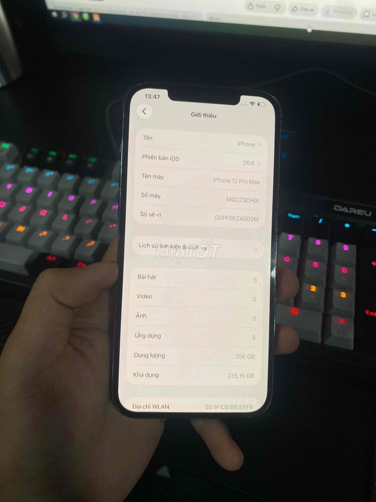 Apple iPhone 12 Pro Max 256GB Xanh. Mua bán Điện thoại tại Huyện Quế Võ Bắc Ninh được đăng bởi Nguyễn Đức Trung Hiếu hình 1