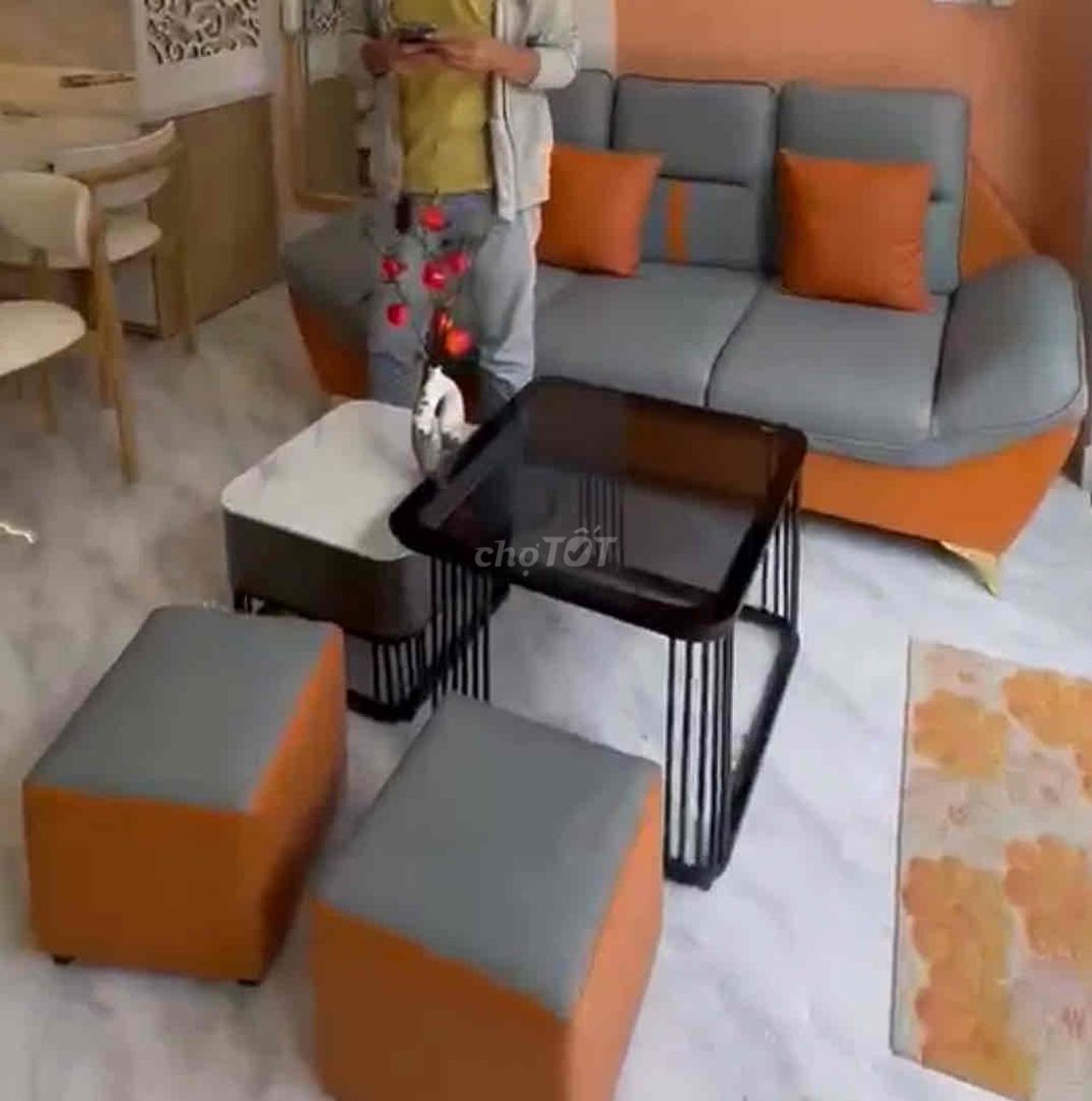 thanh lý bộ ghế sofa, 2 giường bọc da