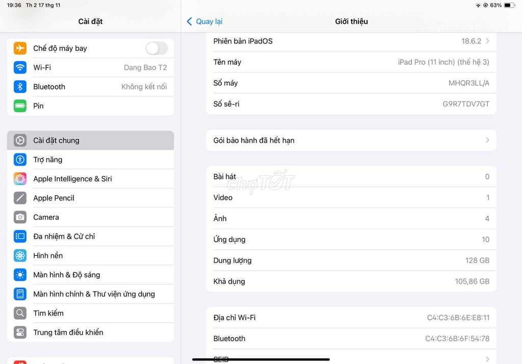 Apple iPad Pro 11 inch 2021 128GB Xám. Mua bán Máy tính bảng tại Thành phố Việt Trì Phú Thọ được đăng bởi Hằng hình 1