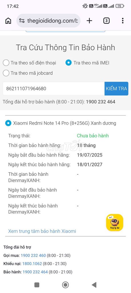 Xiaomi Redmi Note 14 Pro 256GB Xanh. Mua bán Điện thoại tại Thị xã Tân Uyên Bình Dương được đăng bởi A cay hình 1