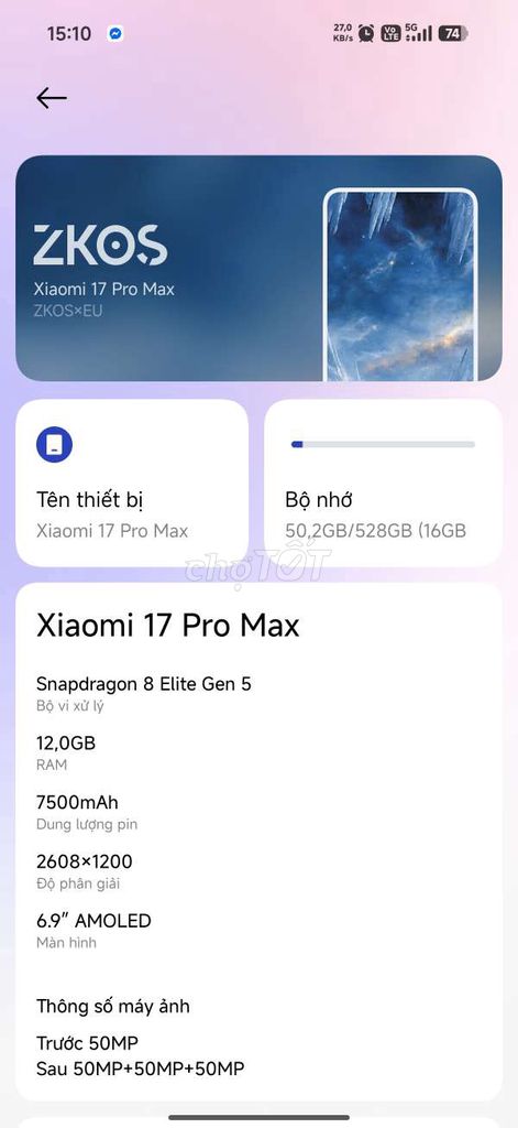 Xiaomi 17 Pro Max Đen 512GB. Mua bán Điện thoại tại Thành phố Hạ Long Quảng Ninh được đăng bởi Quyet hình 1