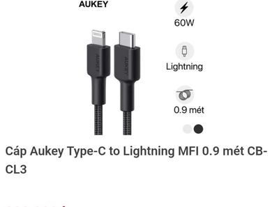 Cáp Type C to Lighting Aukey CB-CL3 MFI cho iphole